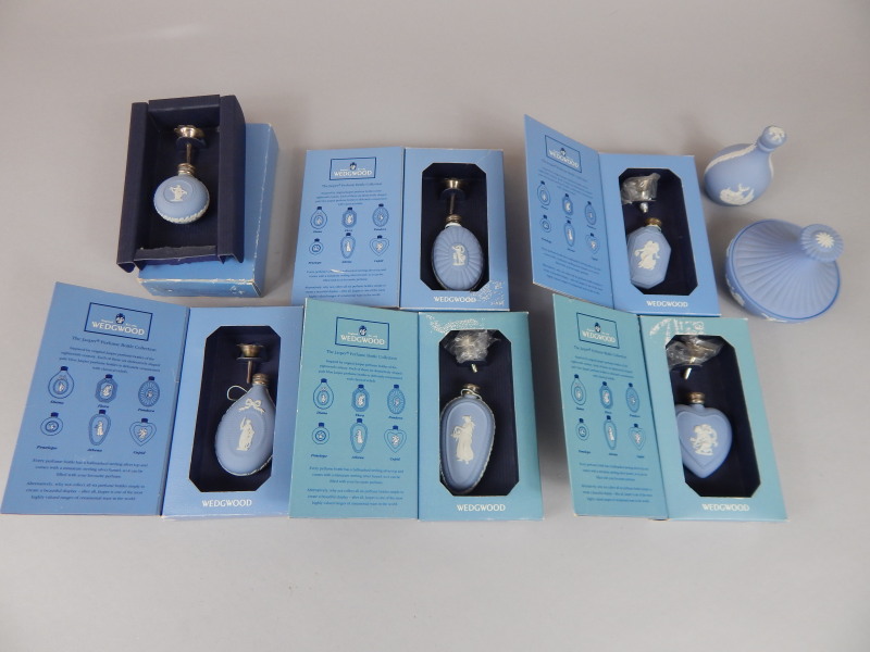 Appraisal: Various Wedgwood blue Jasperware scent bottles some boxed and with