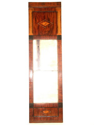 Appraisal: A mahogany and inlaid pier mirror th century the moulded