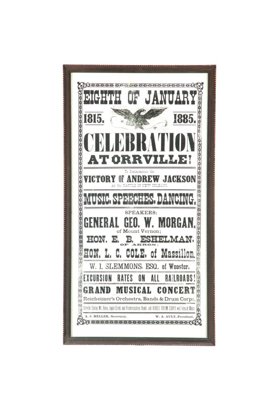 Appraisal: ORRVILLE OHIO BROADSIDE print on paper advertising the celebration of