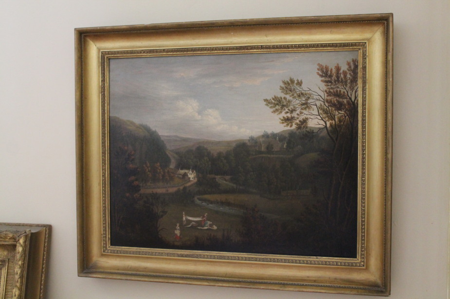 Appraisal: Henrietta Ouchterlong A landscape with a church cottages and figures