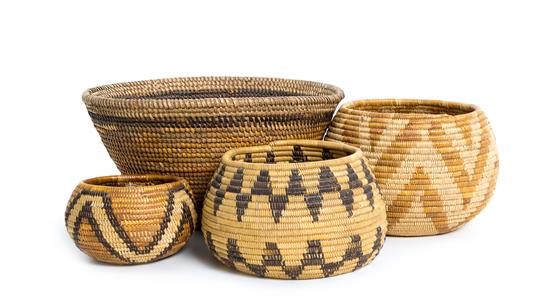 Appraisal: Sale Lot Four California Mission Baskets Height of largest x