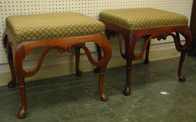 Appraisal: Pair of Neo Classical Upholstered Benches mahogany with pad foot