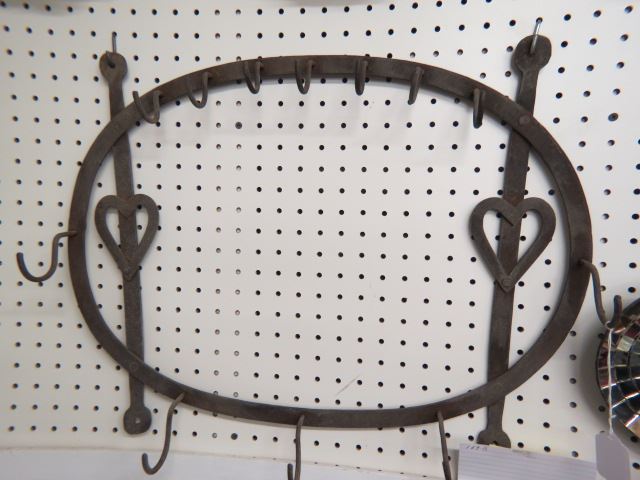 Appraisal: Iron Fireplace or Kitchen Utensil Holder oval with heart decoration