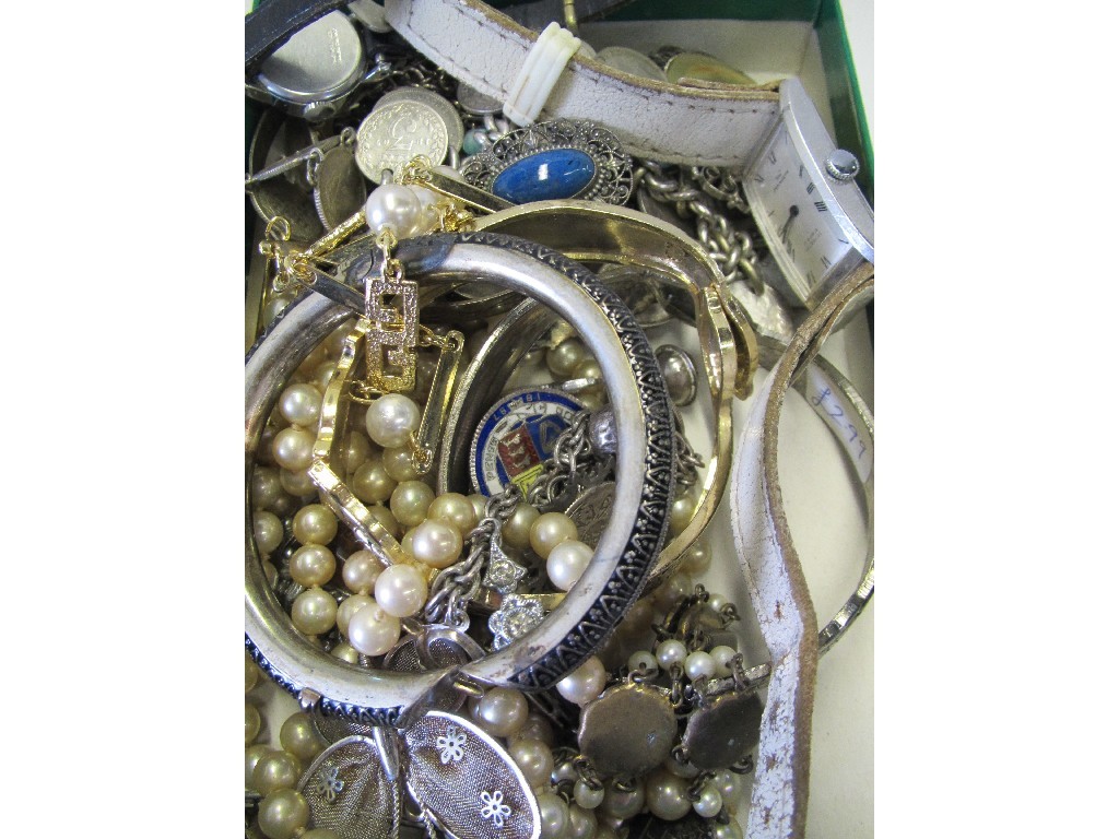 Appraisal: Box of costume jewellery and watches