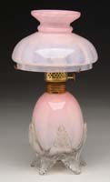 Appraisal: RARE PINK OPALINE MINI LAMP S - Pink opaline shade