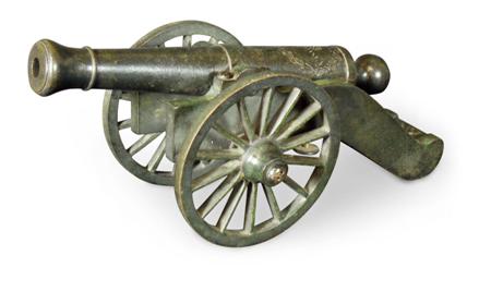 Appraisal: A th century patinated cast bronze cannon of small proportions