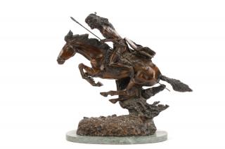 Appraisal: After Remington The Cheyenne Bronze on Marble After Frederic Remington