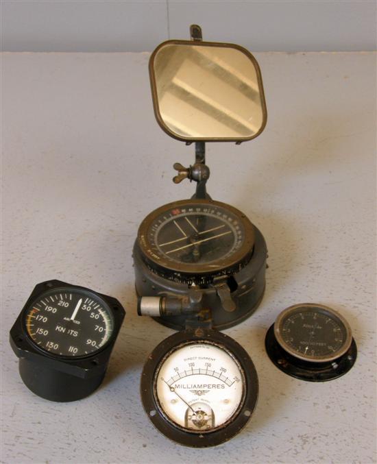 Appraisal: Four World War II Aircraft cockpit instruments compass type P