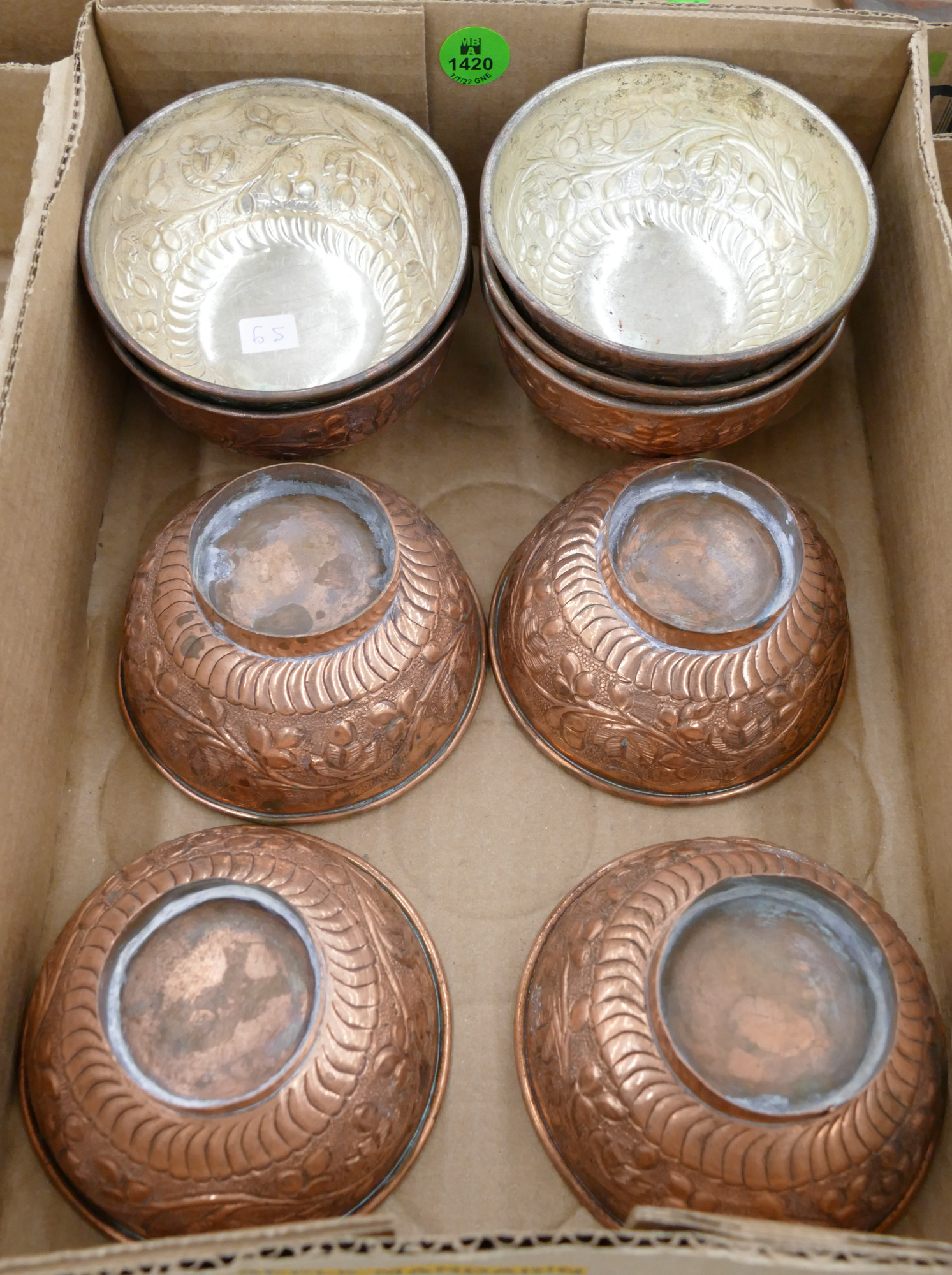 Appraisal: Box Old Chinese Copper Tea Bowls