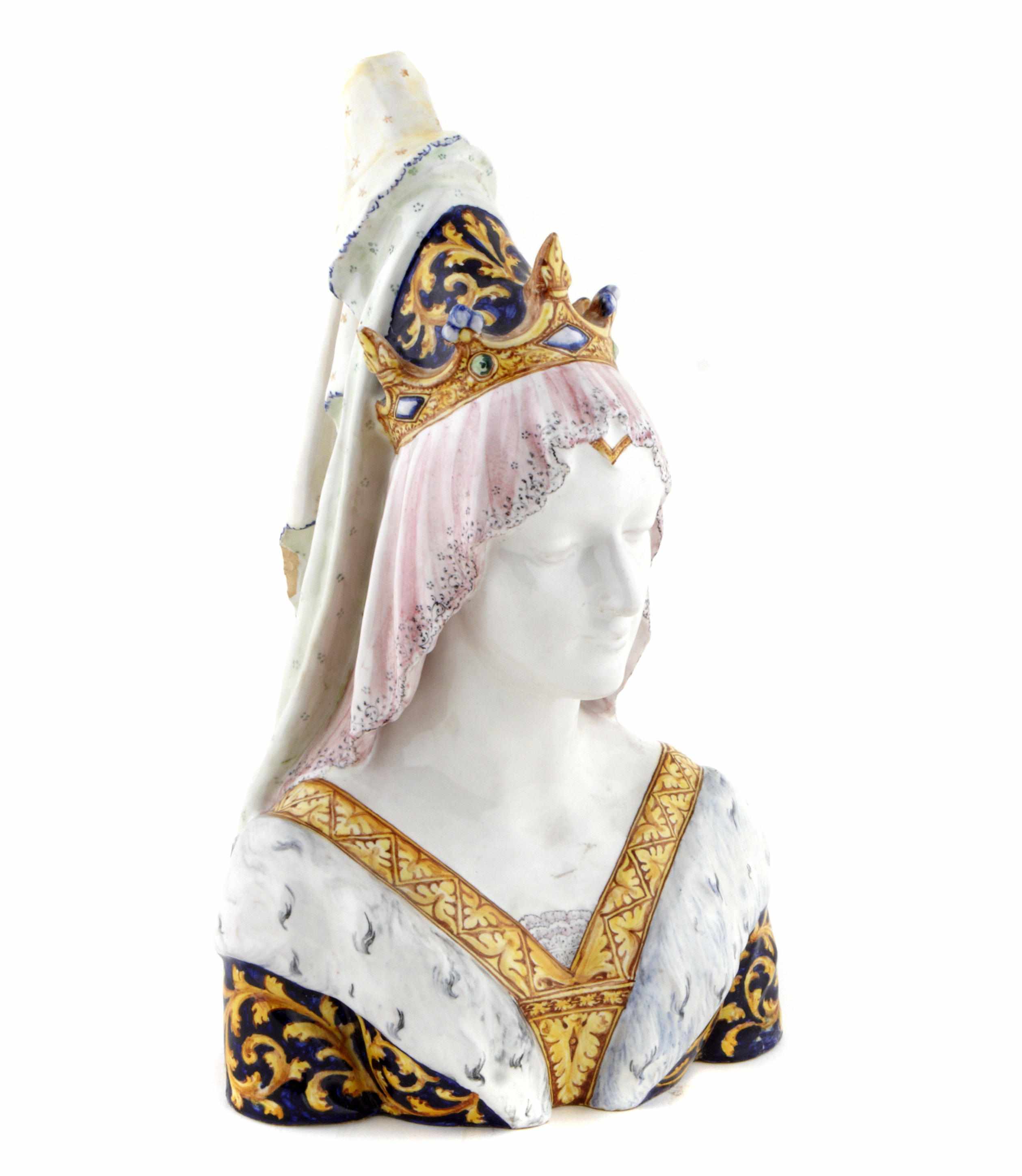 Appraisal: An Italian maiolica style bust of a Renaissance woman height