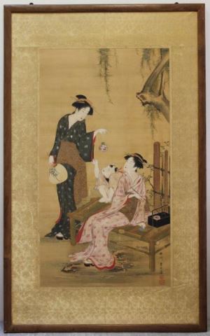 Appraisal: Utagawa Toyoharu Polychrome Woodblock Print Ink and Color on Silk