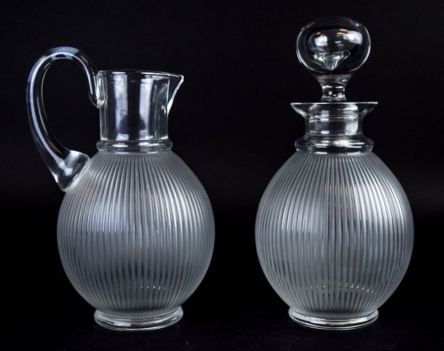 Appraisal: Lalique Langeais Crystal Decanter Pitcher Matching Lalique France Langeais pattern