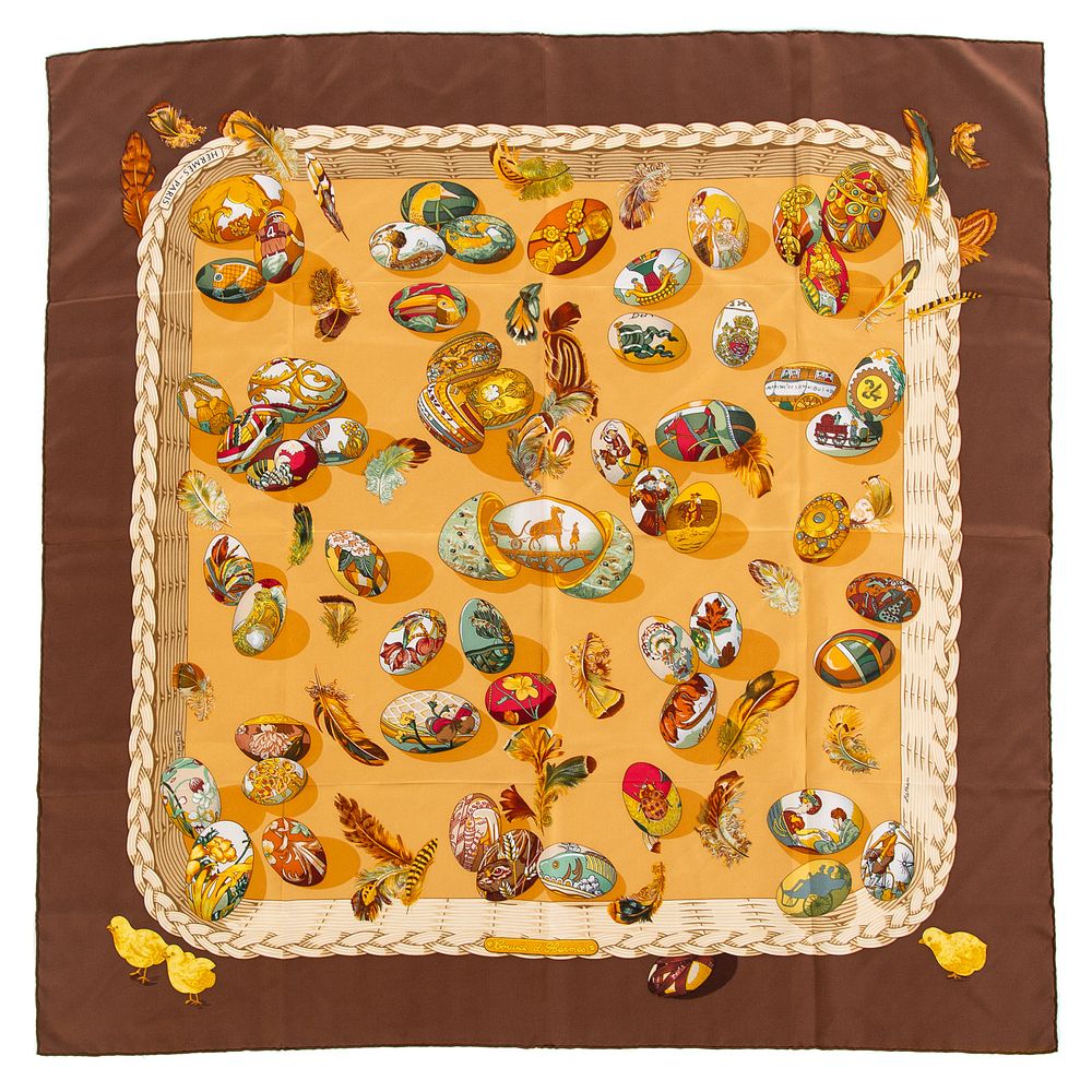 Appraisal: An Hermes Couvee d Hermes Scarf Brown and multicolor Hermes