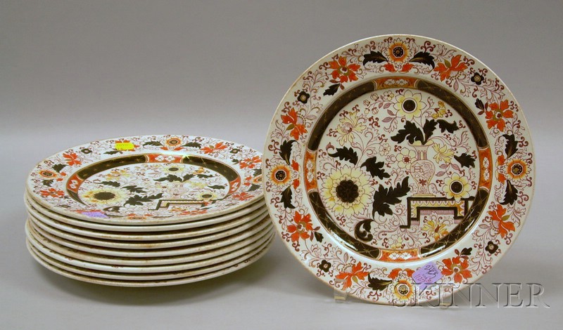 Appraisal: Set of Ten Ashworth Bros Asian-style Decorated Ironstone Plates dia