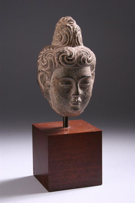 Appraisal: CHINESE STONE HEAD OF BUDDHA Tang Dynasty - in high