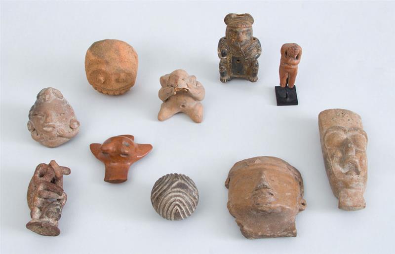 Appraisal: GROUP OF TEN MEXICAN TERRACOTTA ITEMS AND FRAGMENTS Tallest x