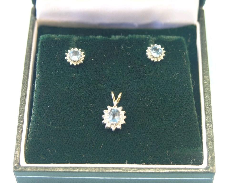 Appraisal: A ct gold blue topaz and diamond set consisting of