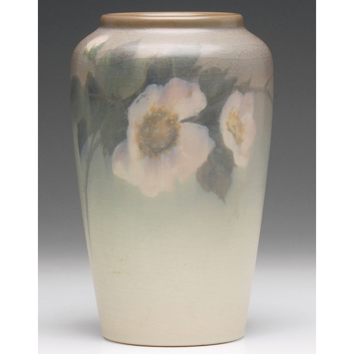 Appraisal: Rookwood vase Vellum glaze in white to green to grey