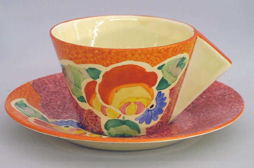 Appraisal: Nuage' Bizarre conical cup and saucer