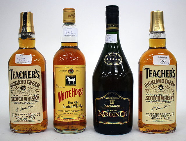 Appraisal: TWO BOTTLES OF TEACHERS HIGHLAND CREAM SCOTCH WHISKEY a bottle