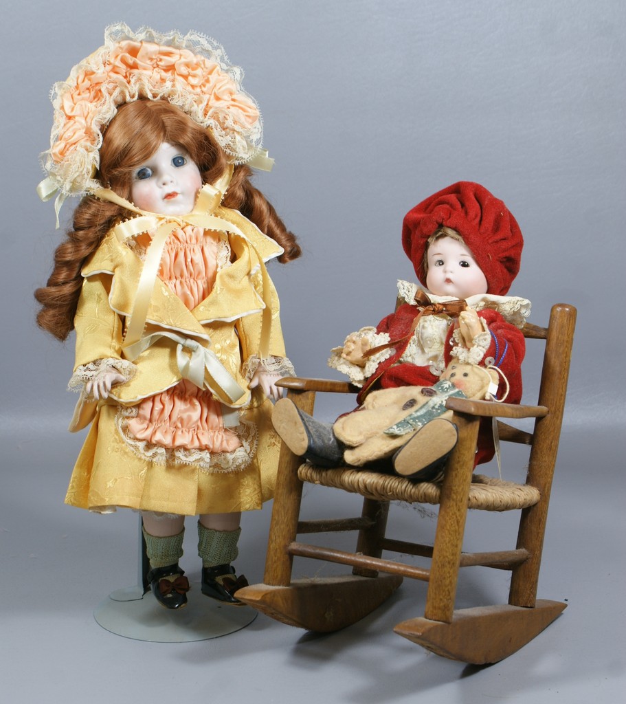 Appraisal: German Reproduction Character Dolls the larger is a replica of