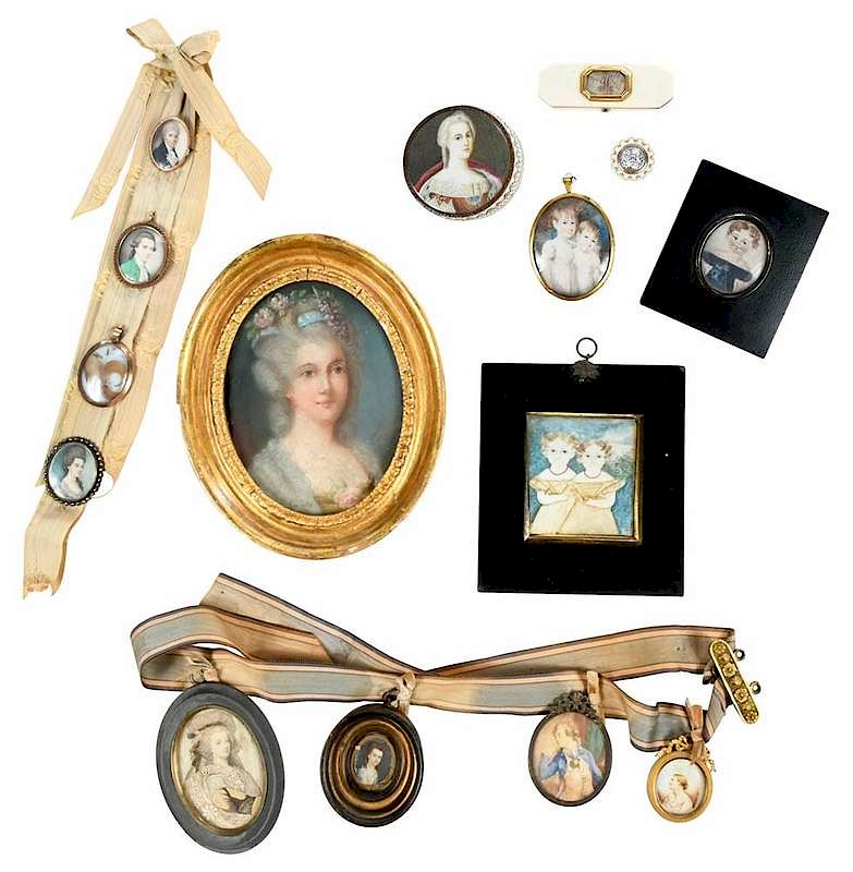 Appraisal: Assorted Portraits and Memento Mori Items British American th th