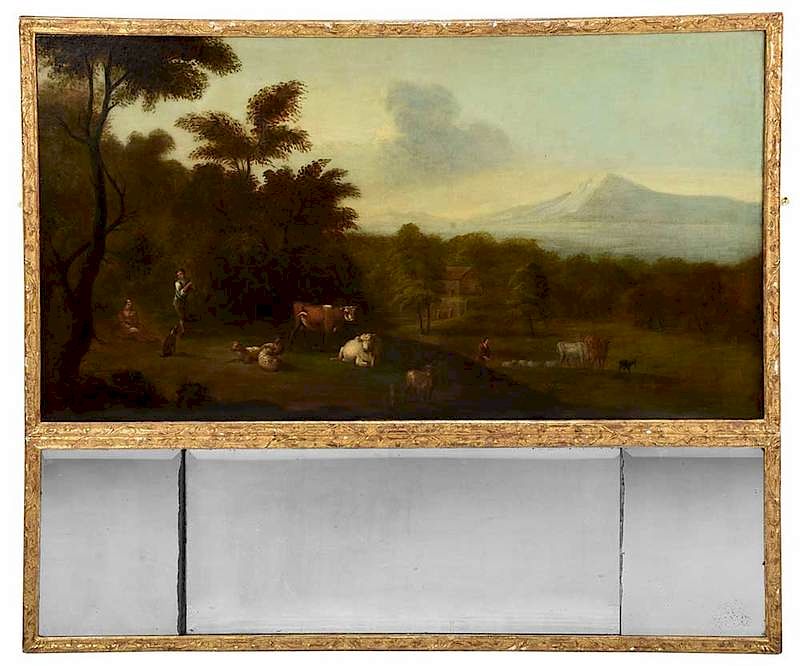 Appraisal: George I Mirror with Large Pastoral Landscape British probably early