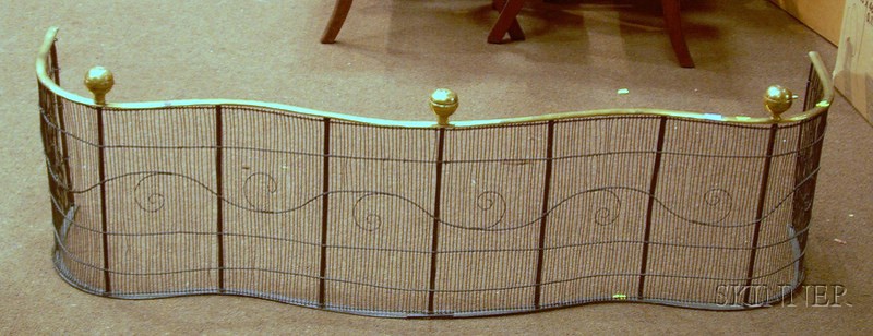 Appraisal: Brass and Wire Serpentine Fireplace Fender ht lg in