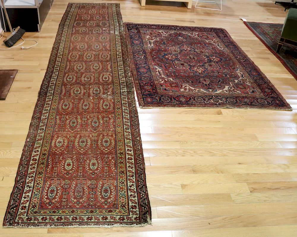 Appraisal: Antique And Finely Hand Woven Carpets A Persian Serab runner