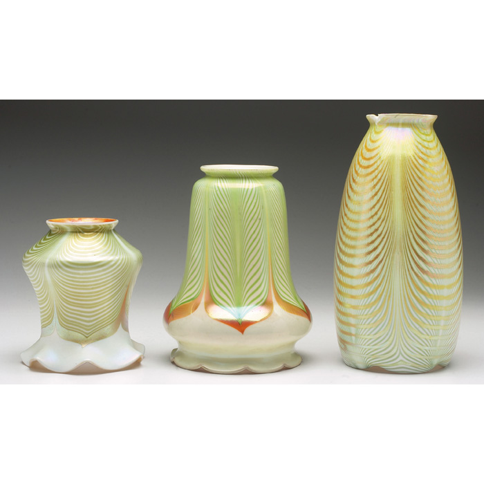 Appraisal: Art Glass shades three assorted shapes and sizes all with