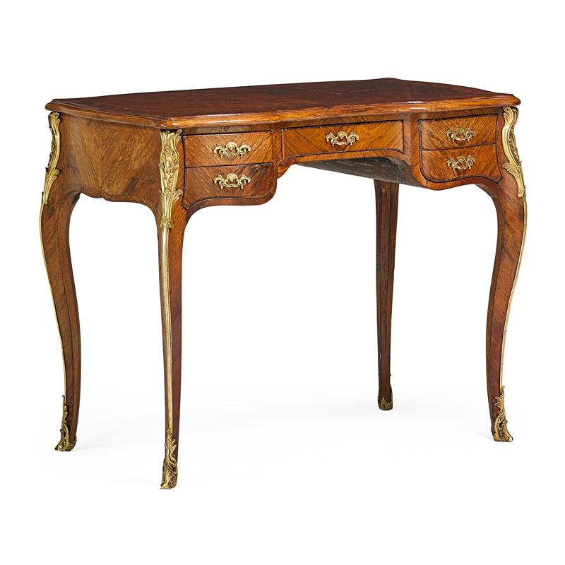 Appraisal: LOUIS XV DRESSING TABLE Cabriole leg walnut veneer banded top