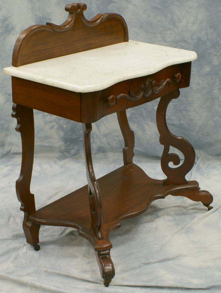 Appraisal: Mahogany Federal open washstand with marble top w x h