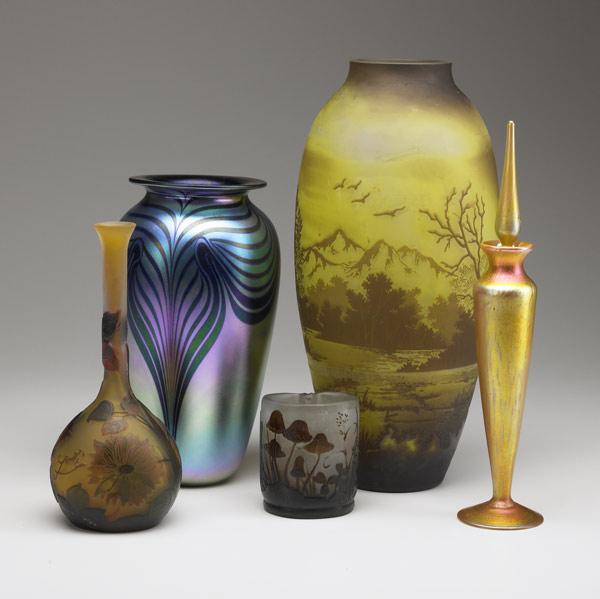 Appraisal: CONTEMPORARY ART GLASS Four vases one a modern version of