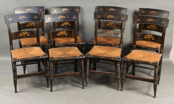 Appraisal: Set of eight matched New England period Sheraton side chairs