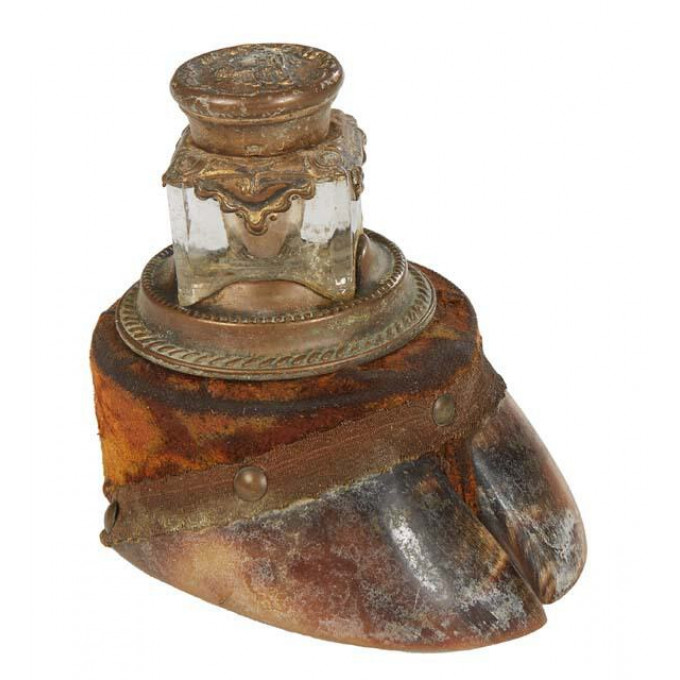 Appraisal: Victorian Hoof Inkwell the hoof surmounted with a pressed glass