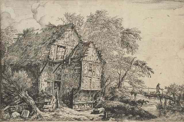 Appraisal: JACOB VAN RUISDAEL'The Little Bridge' etching x