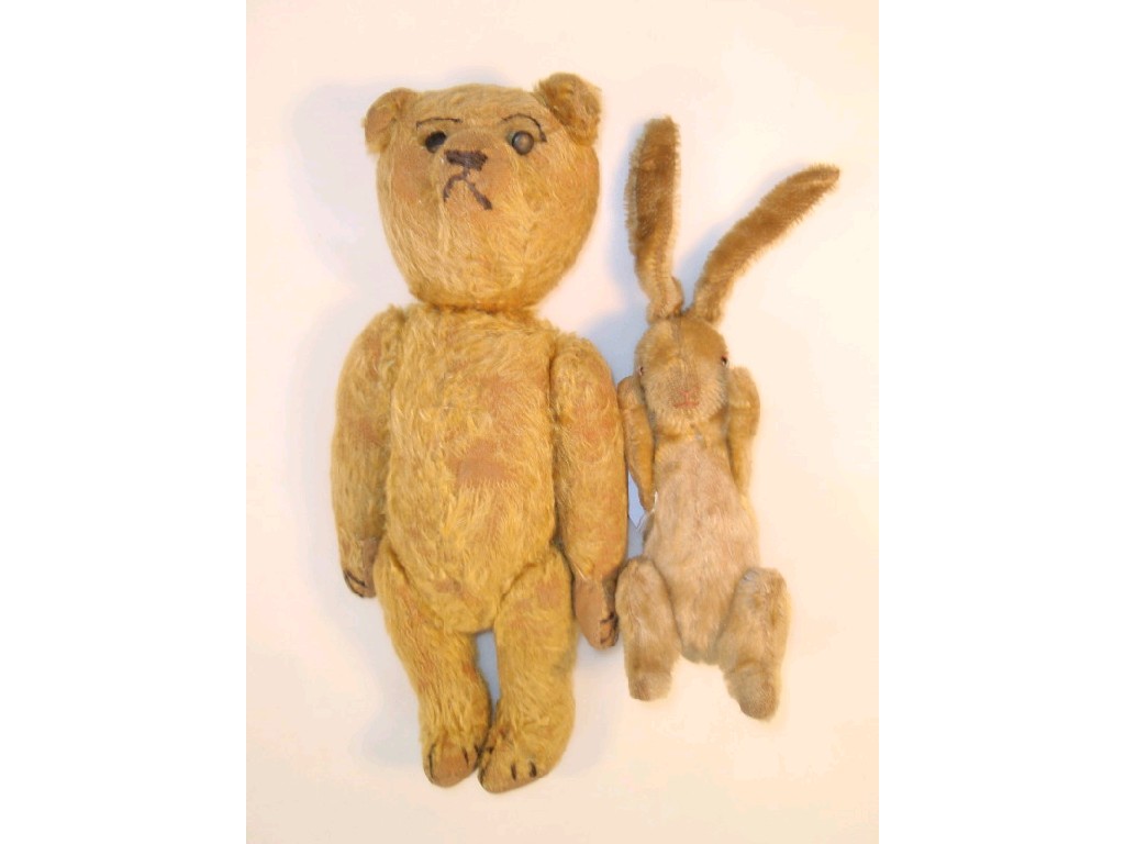 Appraisal: A plush hare and a bygone mohair teddy