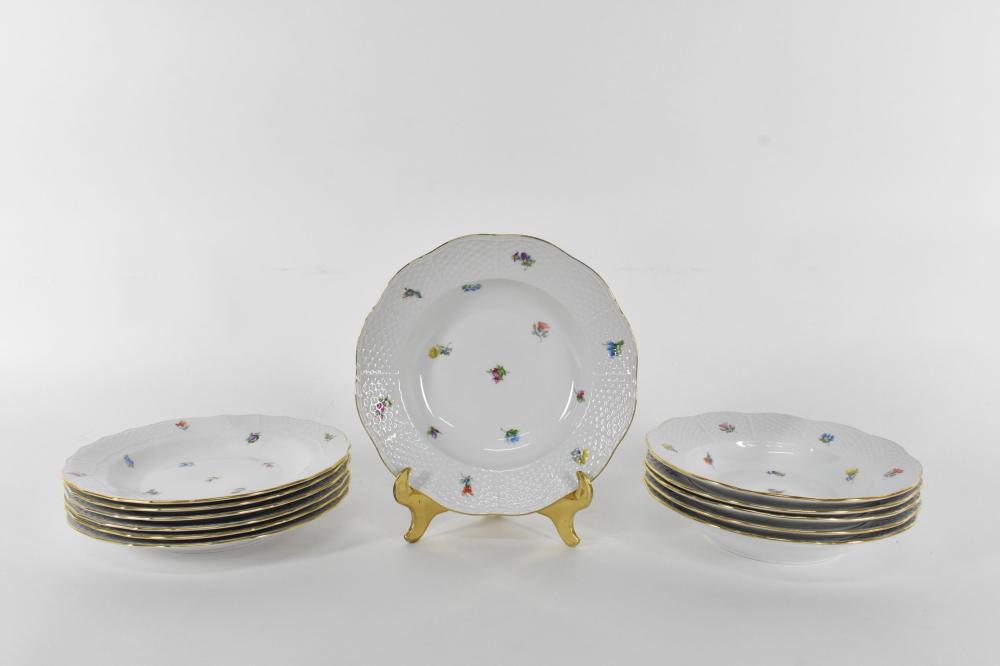 Appraisal: SET OF ELEVEN HEREND PORCELAIN SOUP PLATES Marked In the