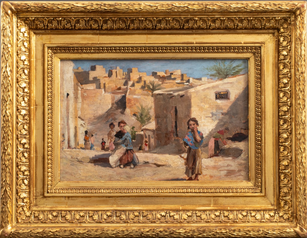 Appraisal: FRENCH SCHOOL TENDING THE CHILDREN OIL ON PANEL French School