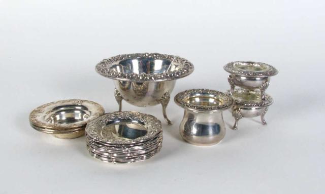 Appraisal: Kirk Repousse sterling serving items including master salt two individual