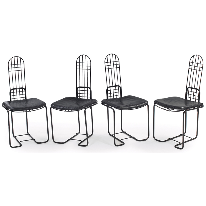 Appraisal: Gastone Rinaldi dining chairs four by Thema Italy tubular metal