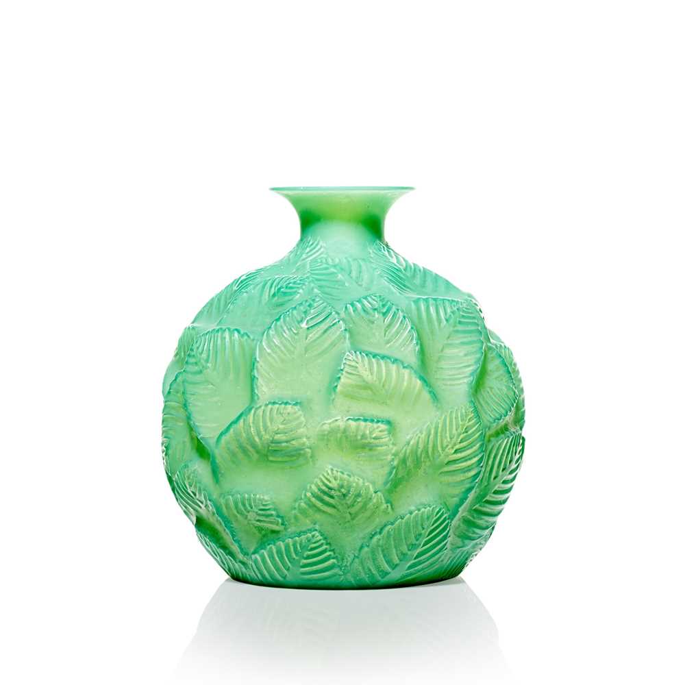 Appraisal: REN LALIQUE FRENCH - ORMEAUX VASE NO designed cased jade