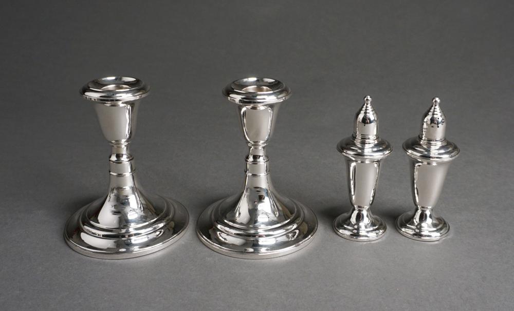 Appraisal: PAIR GORHAM WEIGHTED STERLING SILVER LOW CANDLESTICKS AND A PAIR