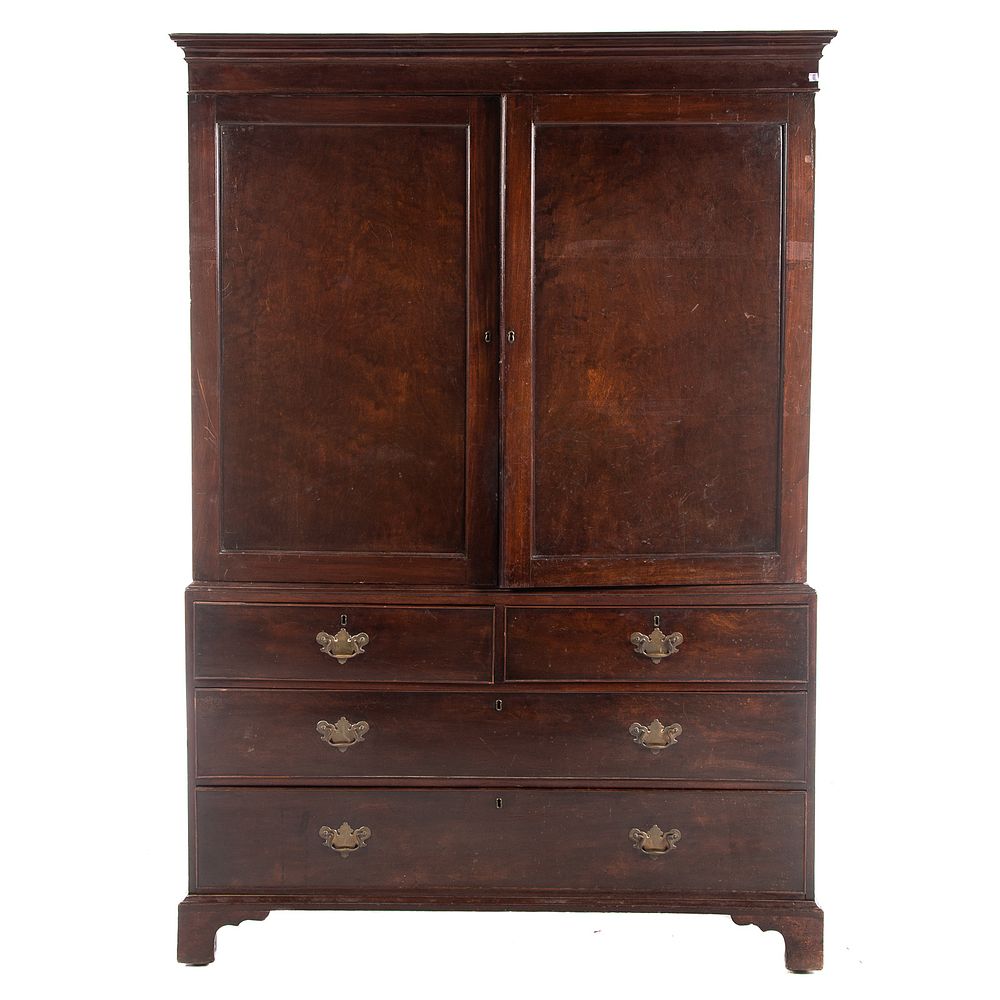 Appraisal: George III Mahogany Linen Press Late th early th century