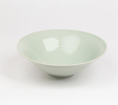 Appraisal: Two celadon glazed porcelain footed bowls John Masterton Contemporary impressed