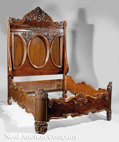 Appraisal: An American Rococo Carved Walnut Bedstead mid- th c Philadelphia