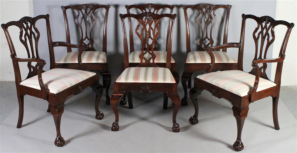 Appraisal: SIX GULDEN CHIPPENDALE STYLE CARVED MAHOGANY DINING CHAIRS the set