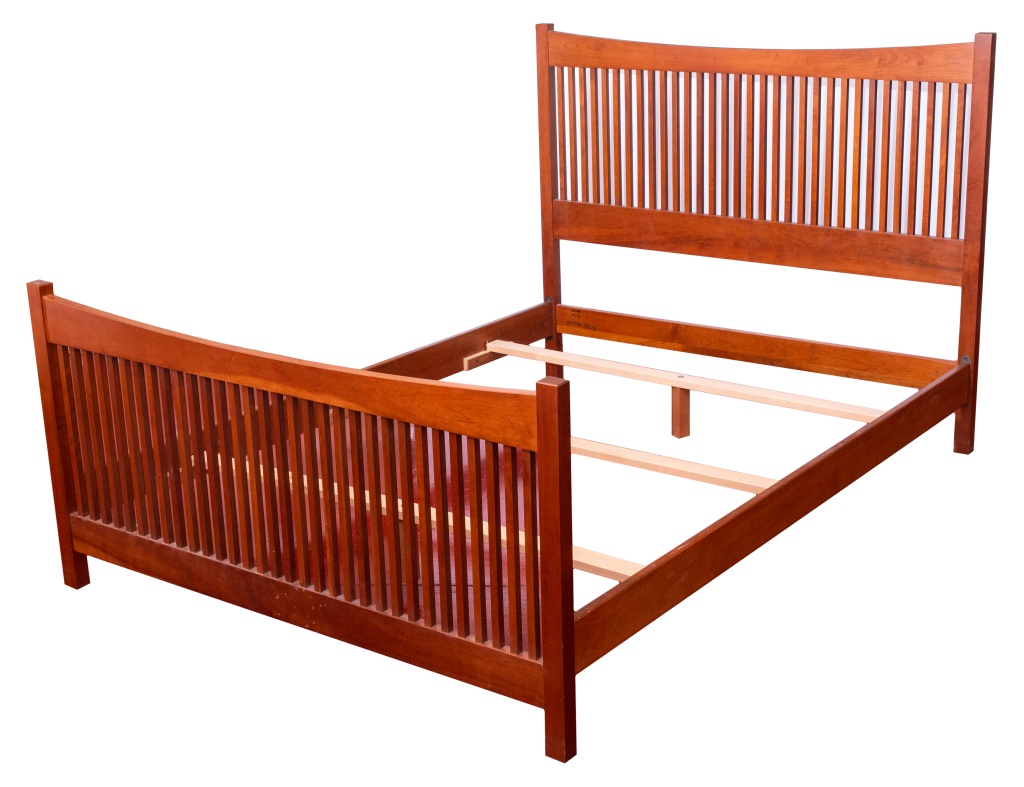 Appraisal: STICKLEY BED STAND WITH SLOTTED HEADBOARD Stickley wood bed stand