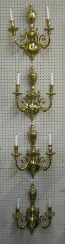 Appraisal: Set of four brass wall sconces classic style with candlestick