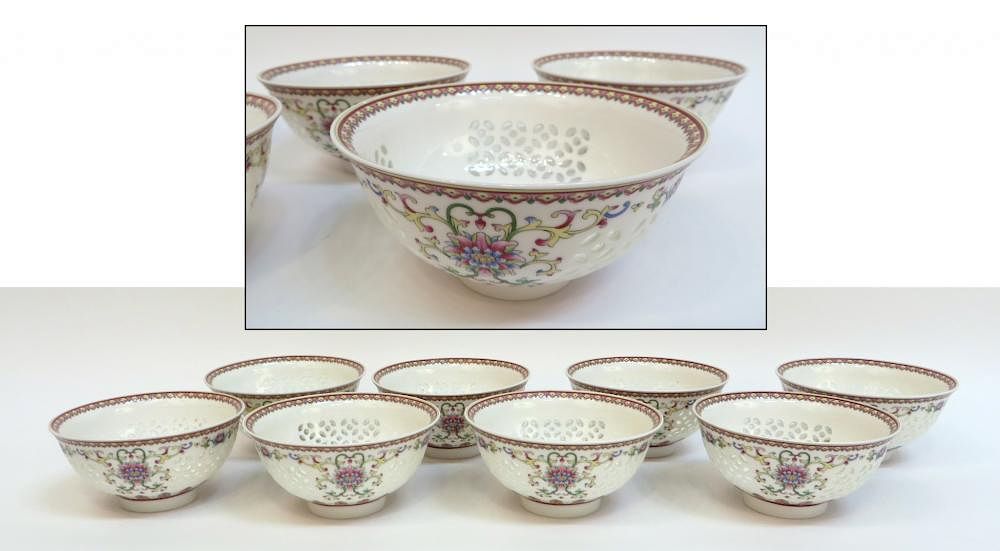 Appraisal: Eight Yongzheng Translucent Bowls Eight Yongzheng Translucent Bowls Description Eight